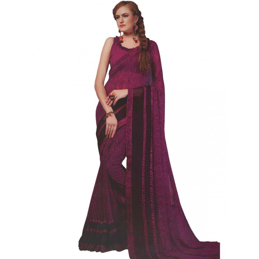 Dropship Womens Georgette Digital Printed Saree (Purple, 6.25 Mtr)