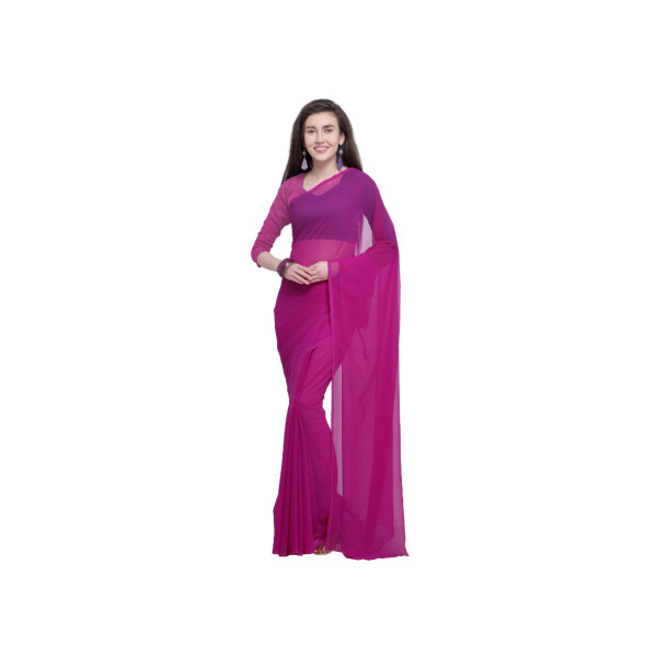 Dropship Women's Dyed Saree(Pink,5-6 Mtrs)