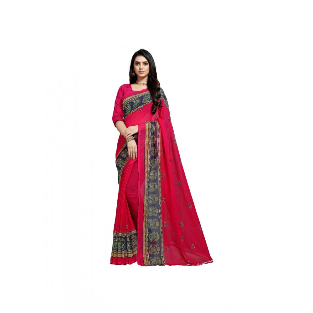 Dropship Women's Georgette Saree(Red,5-6 Mtrs)